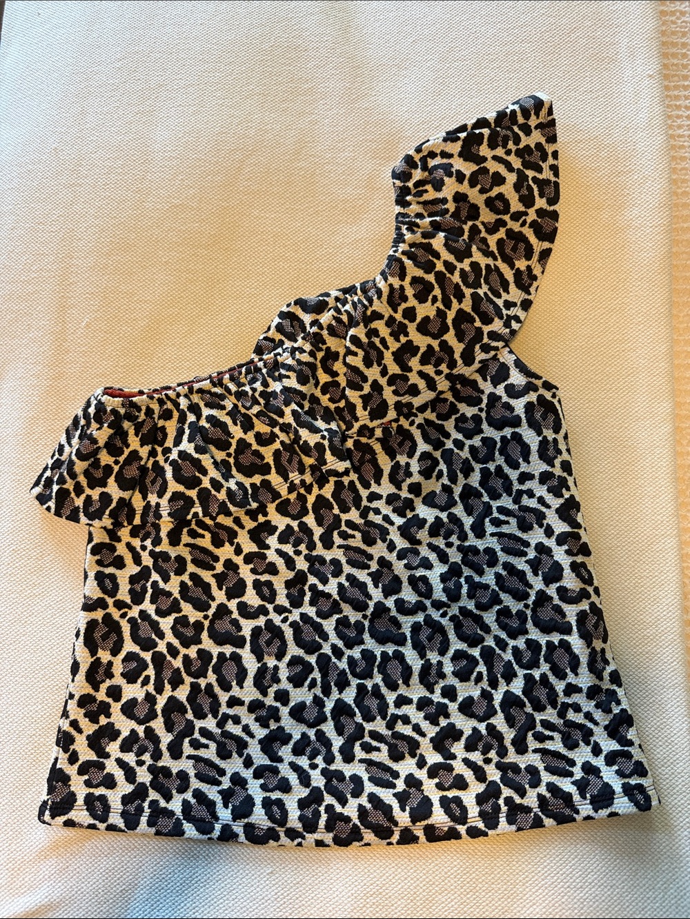 Anthropologie Leopard Print One-Shoulder Ruffle Top